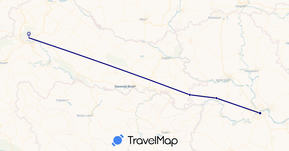 TravelMap itinerary: driving in Croatia, Serbia (Europe)